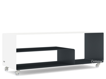 Sideboard R 111N Bicolore   |Blanc pur (RAL 9010) - Gris anthracite (RAL 7016)|Roulettes transparentes