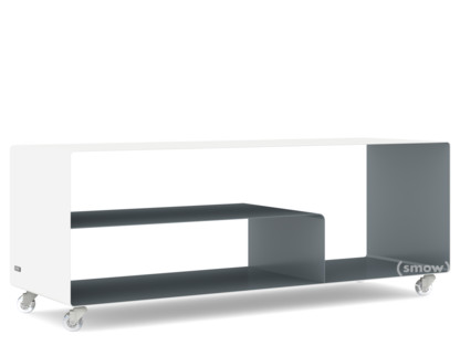 Sideboard R 111N Bicolore   |Blanc pur (RAL 9010) - Gris basalte (RAL 7012)|Roulettes transparentes