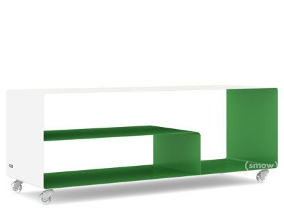 Sideboard R 111N Bicolore   |Blanc pur (RAL 9010) - Vert printanier (RAL 6017)|Roulettes transparentes