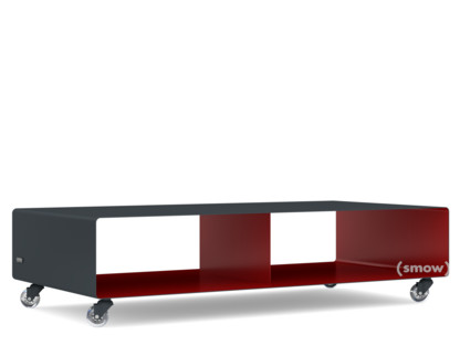 Meuble TV R 200N Bicolore   |Gris anthracite (RAL 7016) -  Rouge rubis (RAL 3003)|Roulettes transparentes