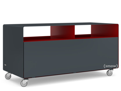 Meuble TV R 108N Gris anthracite (RAL 7016) -  Rouge rubis (RAL 3003)|Roulettes industrielles