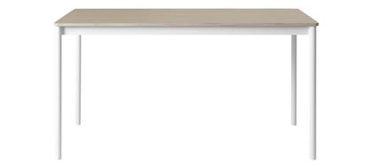 Table Base L 140 x L 80 cm|Placage chêne avec bord en contreplaqué|Blanc