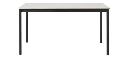 Table Base L 140 x L 80 cm|Stratifié blanc avec bord en contreplaqué|Noir