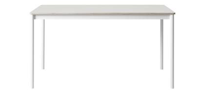 Table Base L 140 x L 80 cm|Stratifié blanc avec bord en contreplaqué|Blanc