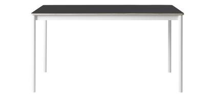 Table Base L 140 x L 80 cm|Linoléum noir avec bord en contreplaqué|Blanc