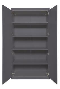 Armoire Flai  Large (216 x 118 x 61 cm)|Mélaminé anthracite avec bords bouleau|Configuration 2