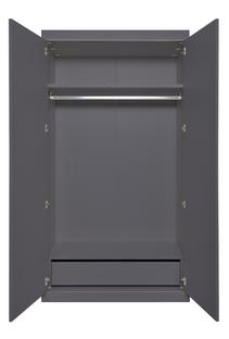 Armoire Flai  Large (216 x 118 x 61 cm)|Mélaminé anthracite avec bords bouleau|Configuration 3