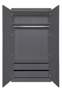 Armoire Flai  Large (216 x 118 x 61 cm)|Mélaminé anthracite avec bords bouleau|Configuration 4