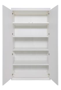 Armoire Flai  Large (216 x 118 x 61 cm)|Mélaminé blanc avec bords bouleau|Configuration 2