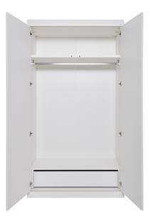 Armoire Flai  Large (216 x 118 x 61 cm)|Mélaminé blanc avec bords bouleau|Configuration 3