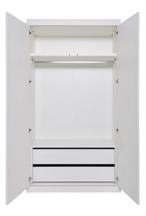 Armoire Flai  Large (216 x 118 x 61 cm)|Mélaminé blanc avec bords bouleau|Configuration 4