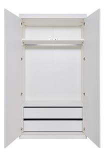 Armoire Flai  Large (216 x 118 x 61 cm)|Mélaminé blanc avec bords bouleau|Configuration 4