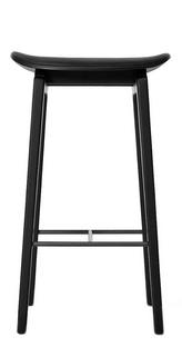 NY11 Tabouret bar Version cuisine: hauteur de l'assise 65 cm|Chêne teinté noir|Cuir Ultra noir