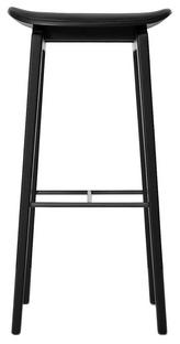 NY11 Tabouret bar Version bar: hauteur de l'assise 75 cm|Chêne teinté noir|Cuir Ultra noir