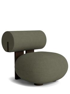 Fauteuil Lounge Hippo Tissu Fiord gris-vert|Chêne fumé foncé