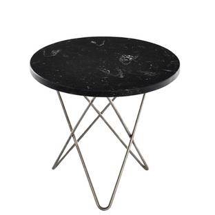 Mini O Table Noir Marquina|Acier inoxydable 