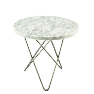 Mini O Table Blanc Carrara|Acier inoxydable 