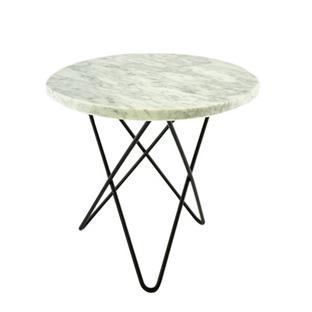 Mini O Table Blanc Carrara|Acier thermolaqué noir