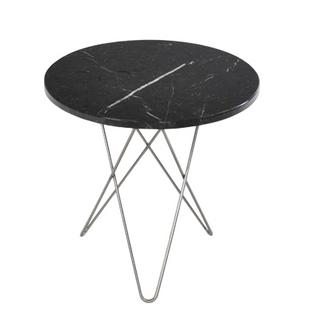 Tall Mini O Table Noir Marquina|Acier inoxydable 