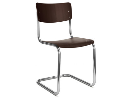 S 43 Classique Piétement chromé|Hêtre teinté|Marron foncé (TP 89)|Sans coussin d'assise|Sans patins