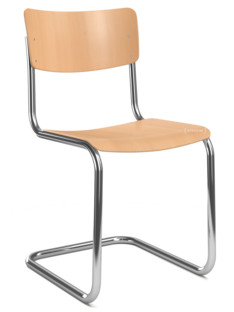 S 43 Classique Piétement chromé|Hêtre teinté|Hêtre naturel|Sans coussin d'assise|Sans patins