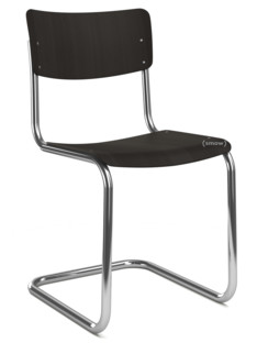 S 43 Classique Piétement chromé|Hêtre teinté|Noir (TP 29)|Sans coussin d'assise|Sans patins