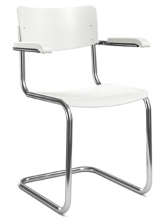 S 43 F Classique Piétement chromé|Hêtre laqué|Blanc pur (RAL 9010)|Sans coussin d'assise|Sans patins