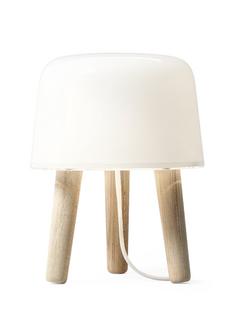 Lampe de table Milk Frêne non traité/câble tissu blanc