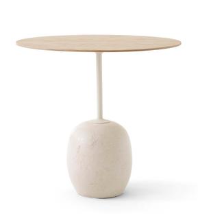 Table d'appoint Lato Oval (L 50 x L 40 cm)|Chêne / marbre Crema Diva