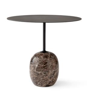 Table d'appoint Lato Oval (L 50 x L 40 cm)|Noir chaud / marbre Emparador