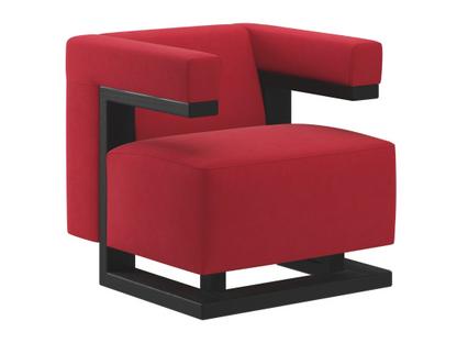 Fauteuil Gropius F51 Tissu Cavalerie|Rouge|Frêne laqué noir