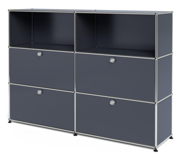 Meuble mixte Highboard L avec 4 portes abattantes Anthracite RAL 7016