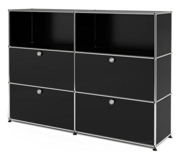 Meuble mixte Highboard L avec 4 portes abattantes Noir graphite RAL 9011