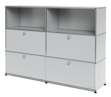 Meuble mixte Highboard L avec 4 portes abattantes Gris clair RAL 7035