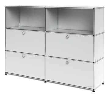 Meuble mixte Highboard L avec 4 portes abattantes Argent mat USM