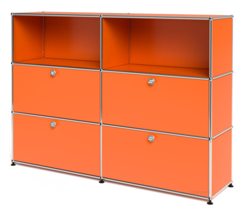 Meuble mixte Highboard L avec 4 portes abattantes Orange pur RAL 2004