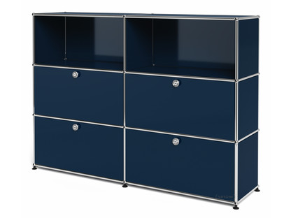 Meuble mixte Highboard L avec 4 portes abattantes Bleu acier RAL 5011