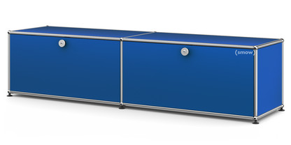 Meuble bas Lowboard L USM Haller avec deux portes abattantes Bleu gentiane RAL 5010