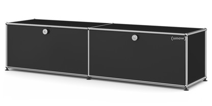 Meuble bas Lowboard L USM Haller avec deux portes abattantes Noir graphite RAL 9011