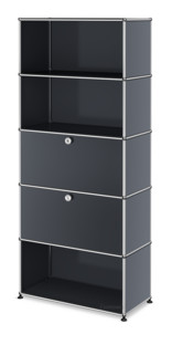 Étagère USM Haller M, personnalisable Anthracite RAL 7016|Ouvert|Avec porte abattante|Avec porte abattante|Ouvert