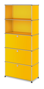 Étagère USM Haller M, personnalisable Jaune or RAL 1004|Ouvert|Avec porte abattante|Avec porte abattante|Avec porte abattante