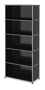 Étagère USM Haller M, personnalisable Noir graphite RAL 9011|Ouvert|Ouvert|Ouvert|Ouvert