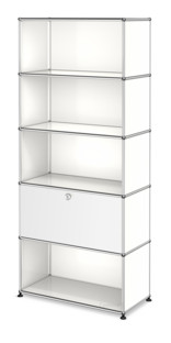 Étagère USM Haller M, personnalisable Blanc pur RAL 9010|Ouvert|Ouvert|Avec porte abattante|Ouvert