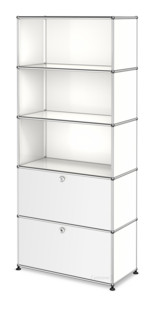 Étagère USM Haller M, personnalisable Blanc pur RAL 9010|Ouvert|Ouvert|Avec porte abattante|Avec porte abattante