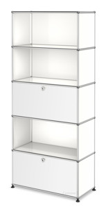 Étagère USM Haller M, personnalisable Blanc pur RAL 9010|Ouvert|Avec porte abattante|Ouvert|Avec porte abattante