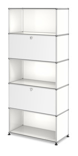 Étagère USM Haller M, personnalisable Blanc pur RAL 9010|Avec porte abattante|Ouvert|Avec porte abattante|Ouvert