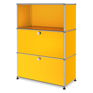 Meuble de rangement Highboard M USM Haller, personnalisable Jaune or RAL 1004|Ouvert|Avec porte abattante|Avec porte abattante