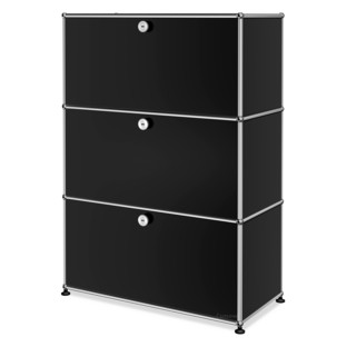 Meuble de rangement Highboard M USM Haller, personnalisable Noir graphite RAL 9011|Avec porte abattante|Avec porte abattante|Avec porte abattante