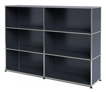 Meuble mixte Highboard L USM Haller, personnalisable Anthracite RAL 7016|Ouvert|Ouvert|Ouvert