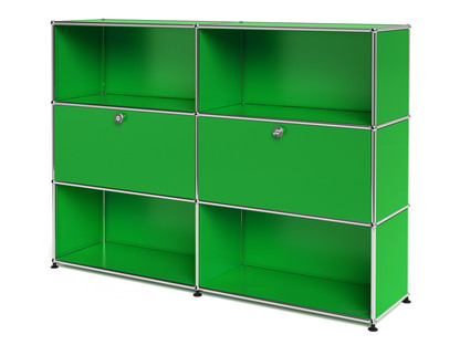 Meuble mixte Highboard L USM Haller, personnalisable Vert USM|Ouvert|Avec 2 portes abattantes|Ouvert